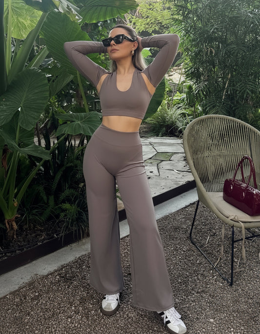 Set Cocoa Wide Leg & Crossover Top