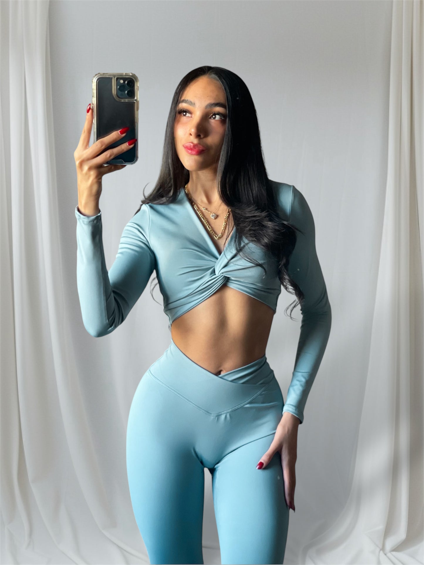Set Baby Blue Knoty Top & Legg W