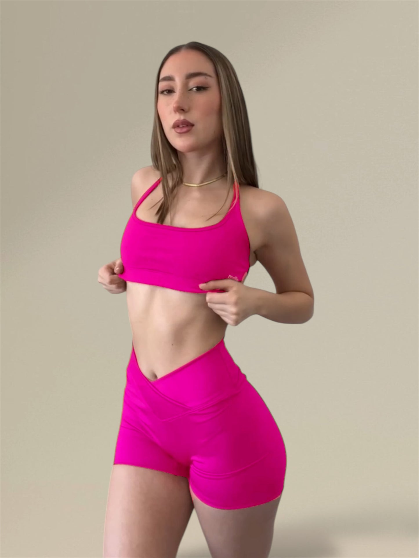 Set Pink Glo Mini short W & Showy Top