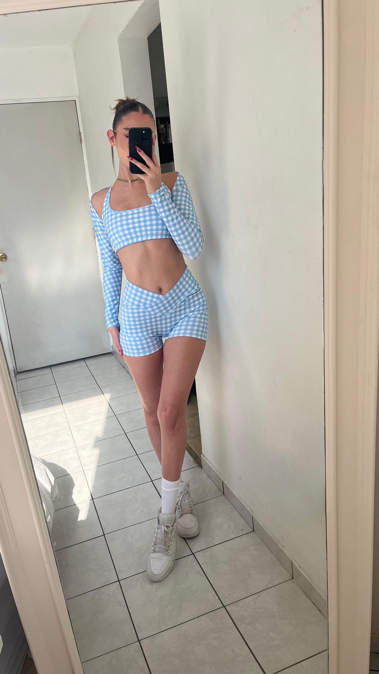 Set Fancy Sky Mini short W, Showy Top & Off Arms