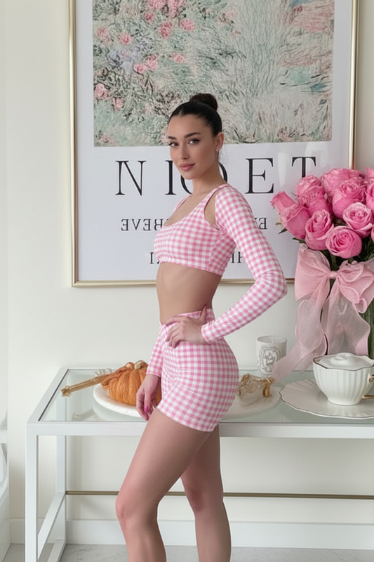 Set Fancy Pink Mini short W, Showy Top & Off Arms