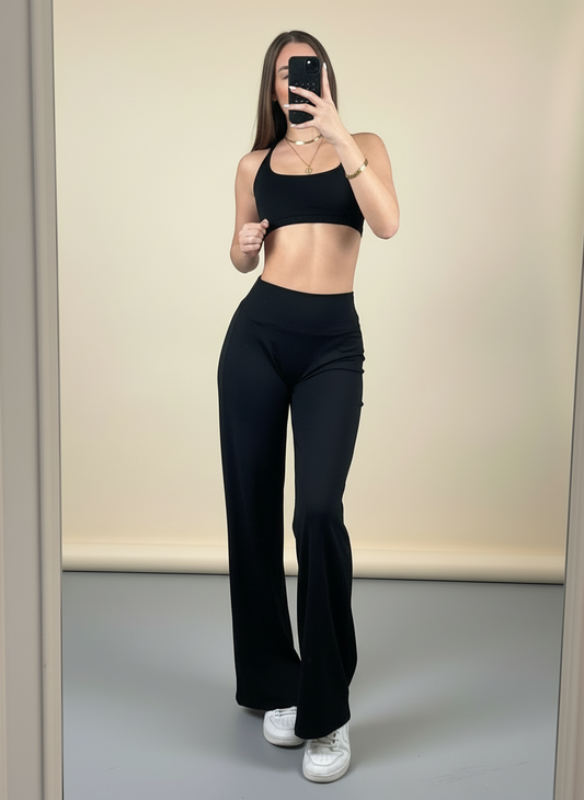 Set Black Wide Leg & Showy Top