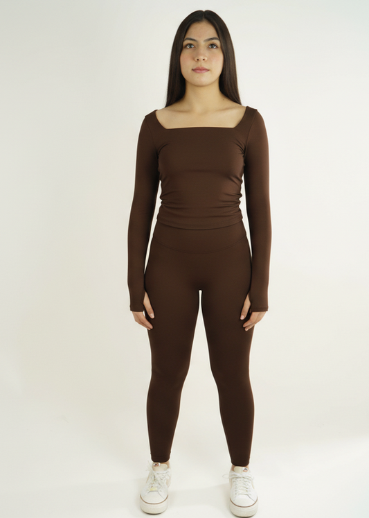 Set Mocha Square Long Top