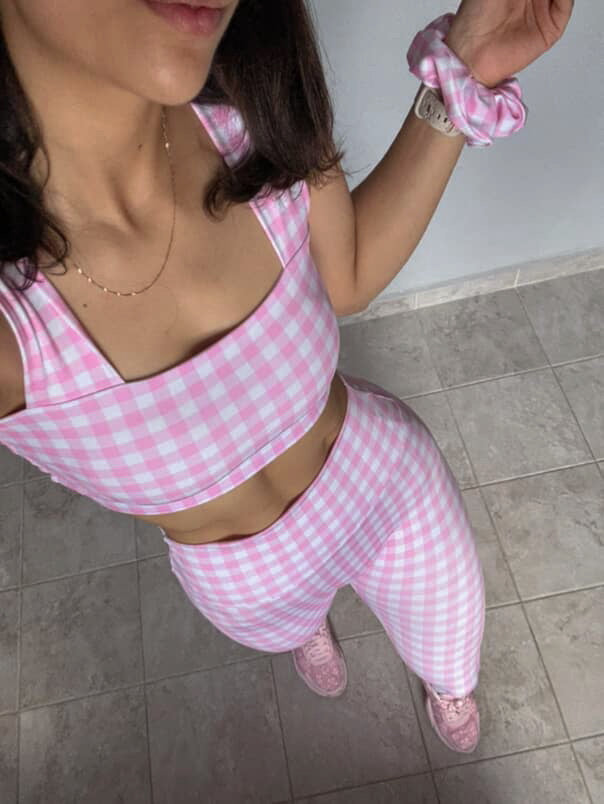Set Fancy Pink Top Square & Legging