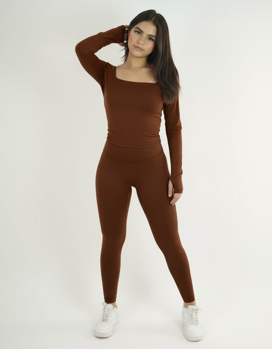 Set Mocha Square Long Top