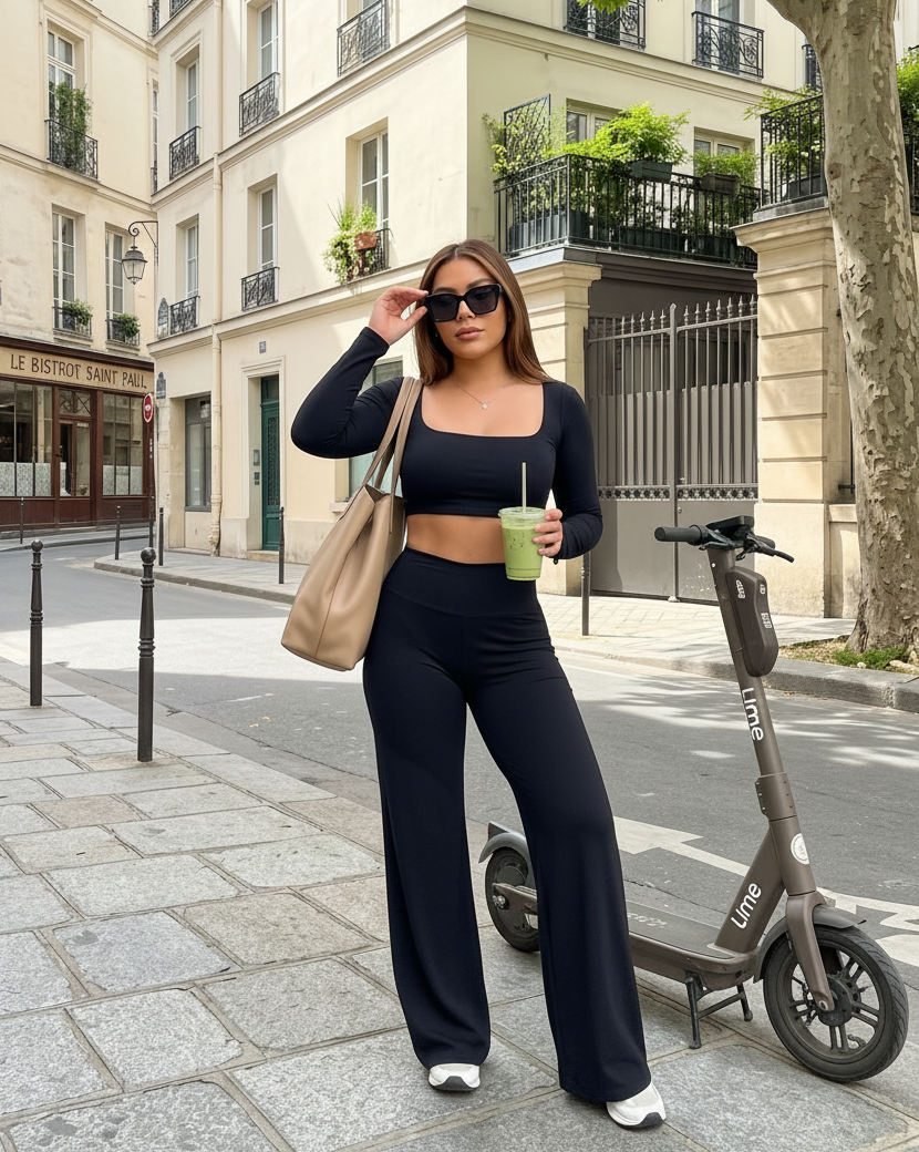 Set Black Topy & WIDE Leg