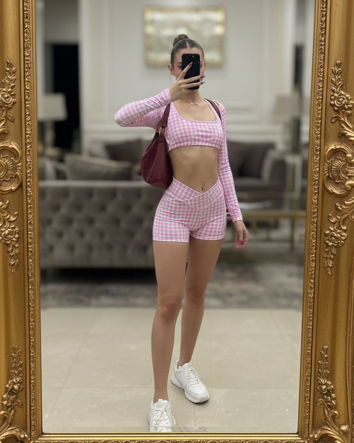 Set Fancy Pink Mini short W, Showy Top & Off Arms