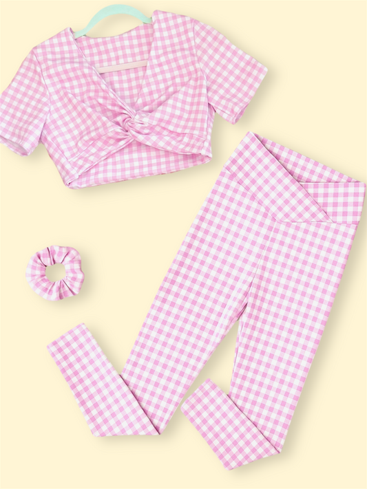 Set Fancy Pink Knoty Crop & Legg W