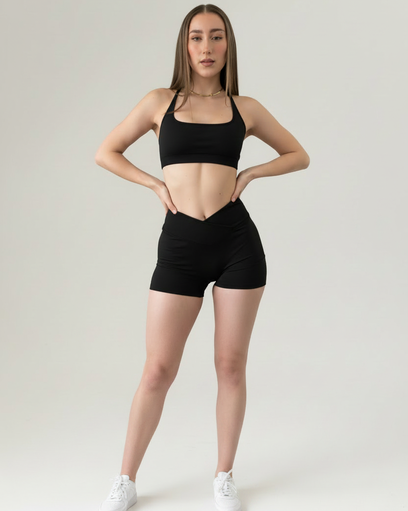 Set Black Showy Top & Minishort W