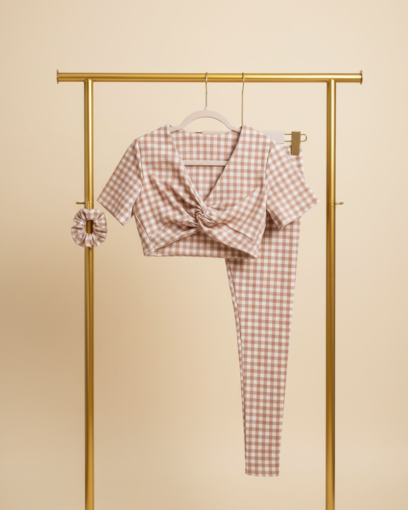 Set Fancy Latte Knoty Crop & Legg W