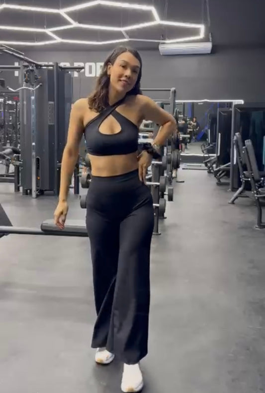 Set Black WIDE Leg & Top Xoxo (Buttery Soft)