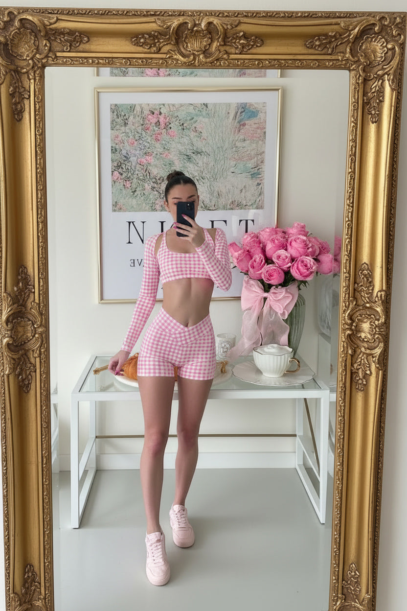 Set Fancy Pink Mini short W, Showy Top & Off Arms