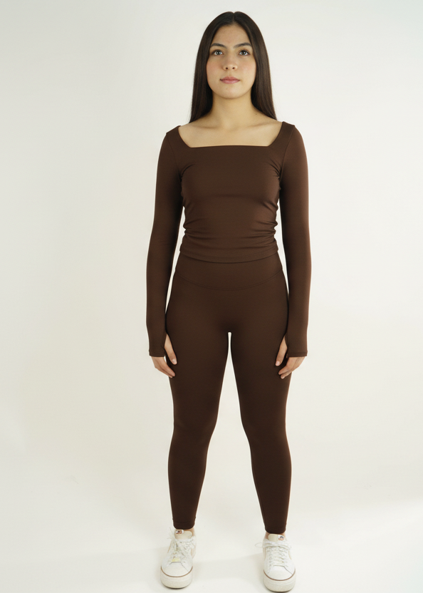 Set Mocha Square Long Top